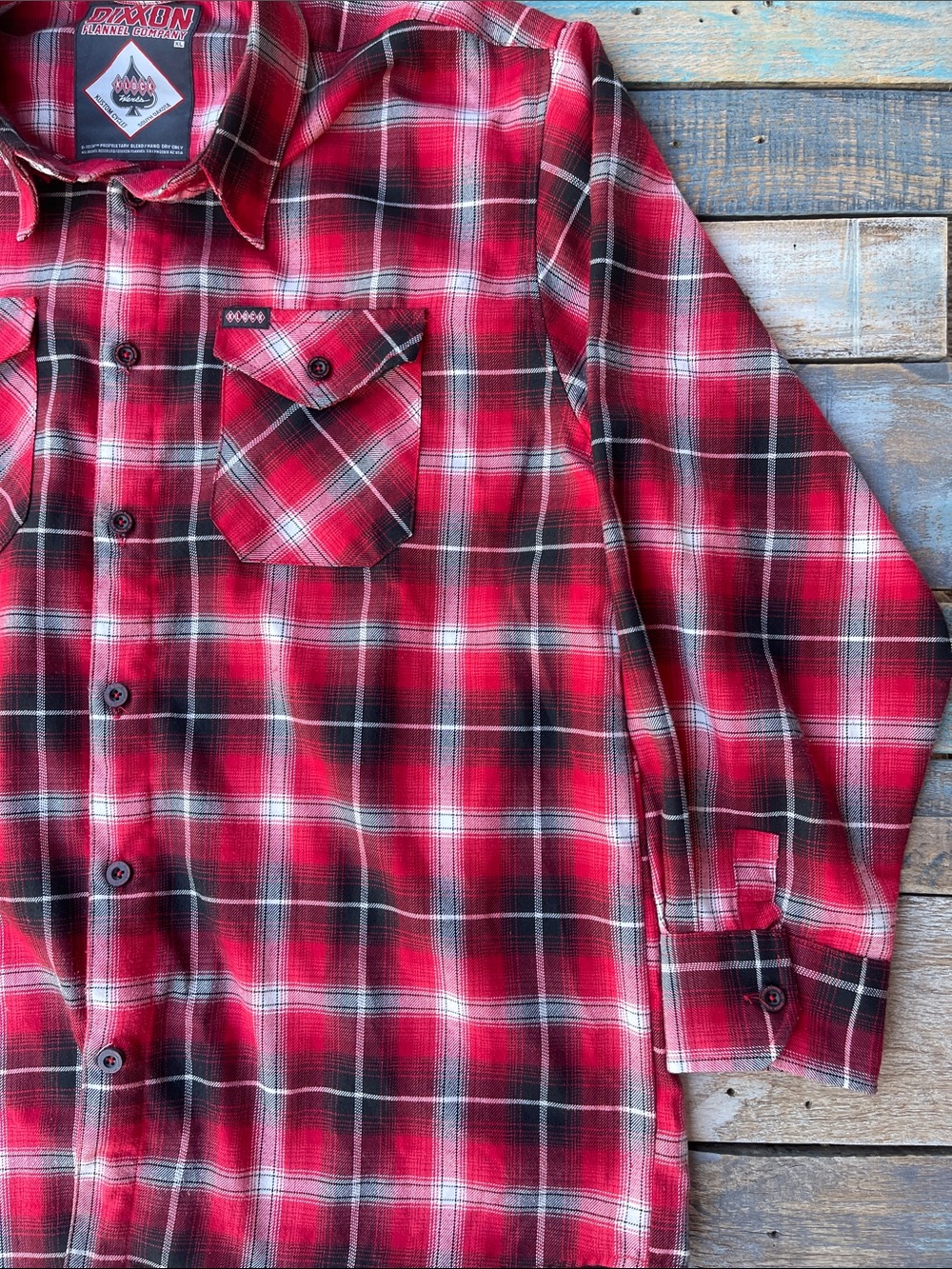 Dixxon Flannel Klock Werks Tribute Plaid Shirt Mens XL Red Black D-Tech Moto - Picture 4 of 15